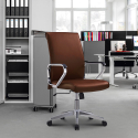 Chaise de bureau ergonomique pivotante élégante en acier similicuir Cursus Coffee Vente