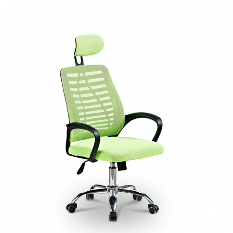 Chaise de bureau ergonomique avec tissu respirant et appui-tête Equilibrium Emerald