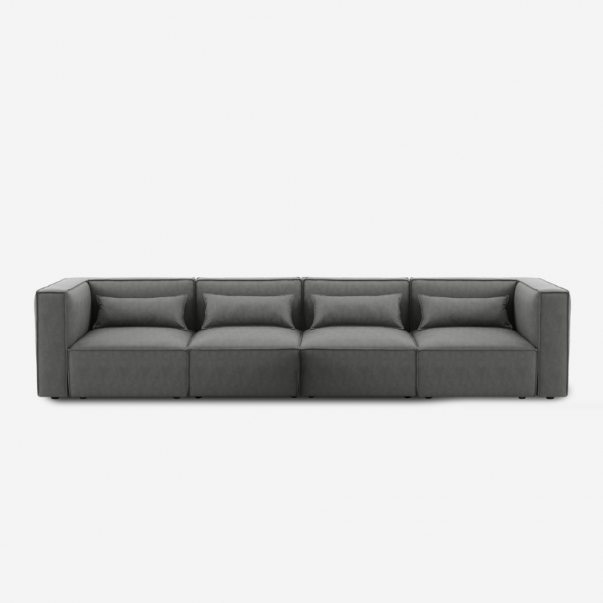 Canapé 4 places confortable modulable composable moderne en tissu Solv Promotion