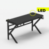 Bureau de jeu ergonomique à LED en carbone avec porte-gobelet 120x60 Sportbot LED 120 Offre