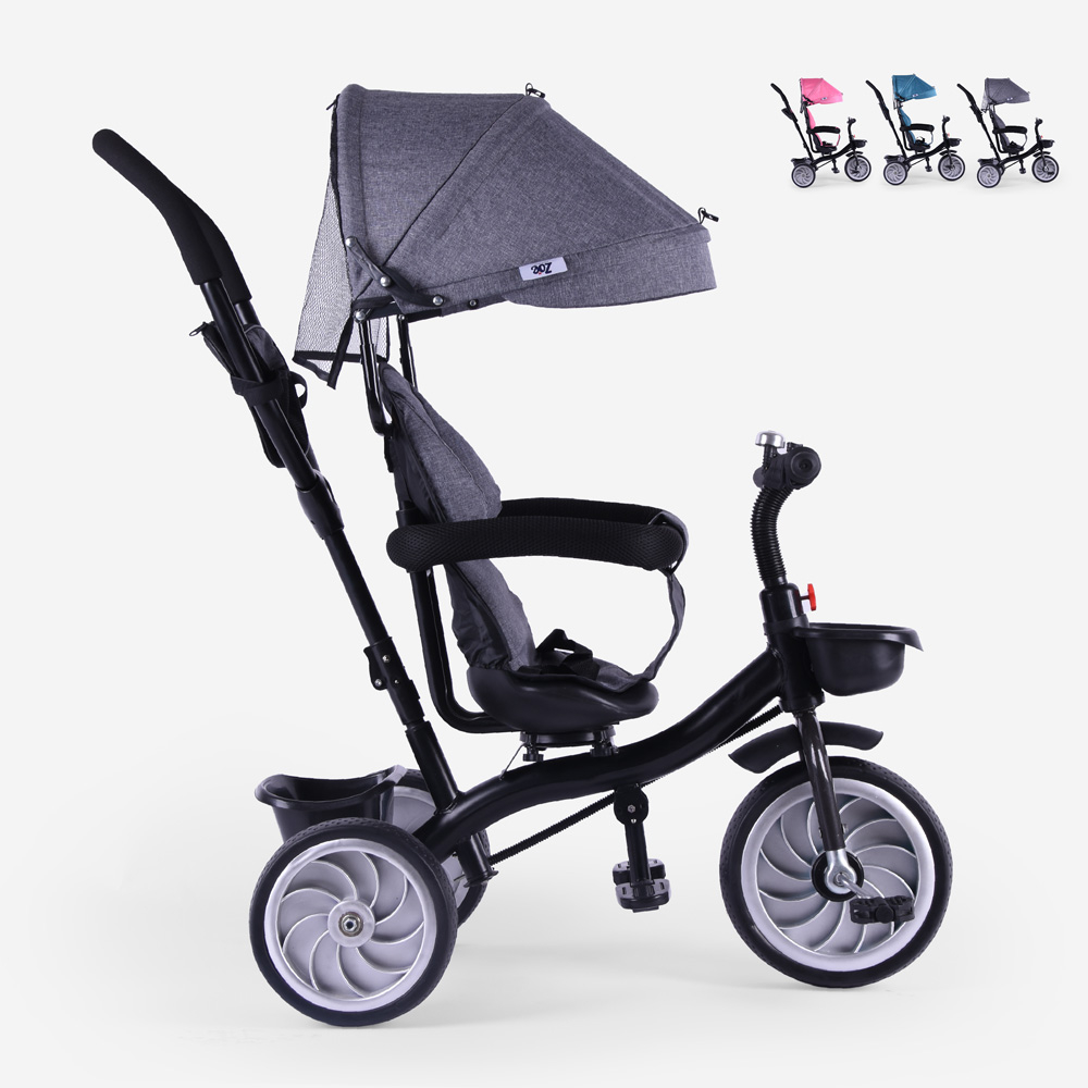 Poussette tricycle enfant siège pivotant 3en1 pédales poussée Lally