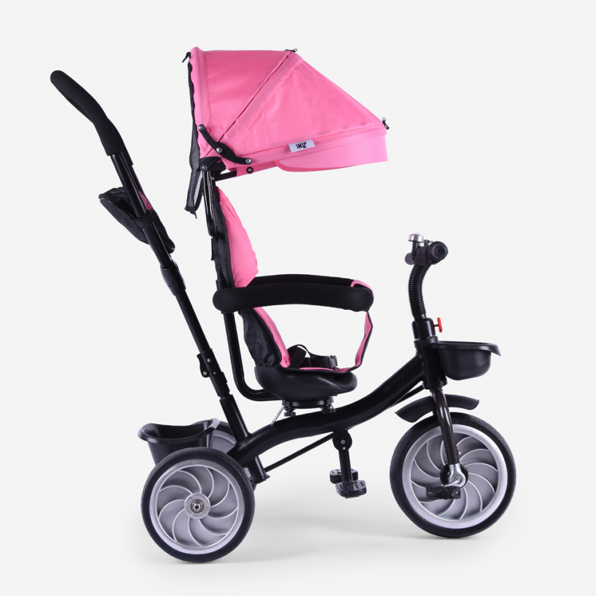 Lally Poussette tricycle pour enfants siège pivotant 3en1 pédales pousse