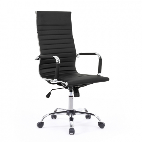 Chaise de bureau élégant fauteuil ergonomique en similicuir et métal Linea Promotion