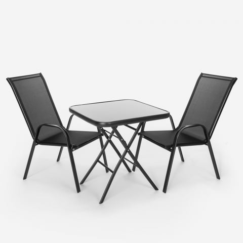 Table carrée pliante + 2 chaises extérieures modernes Tuica Promotion