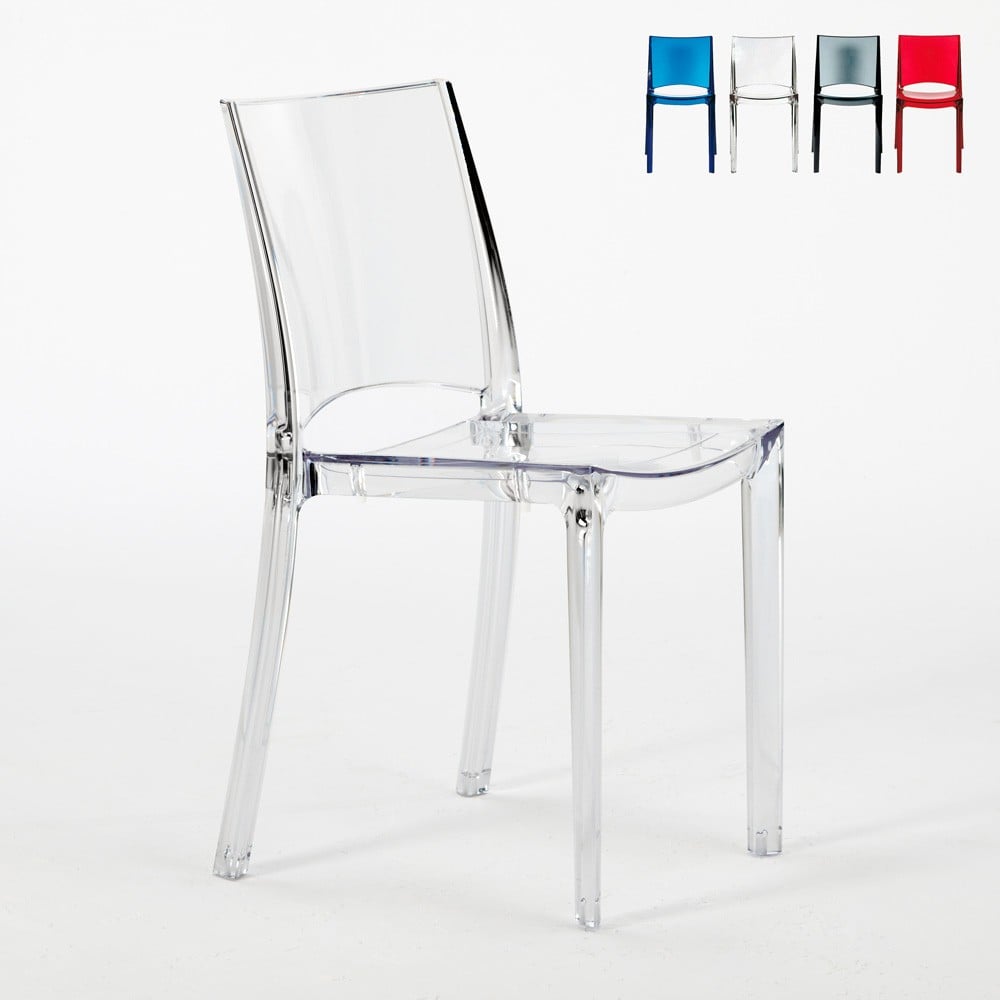 Chaise transparente salle à manger bar empilable B-Side Grand Soleil