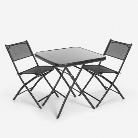 Ensemble de 2 chaises avec table carrée pour jardin pliant design moderne Soda