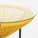 Table de jardin ronde 50 cm tissage de cordes spaghetti desgn en verre Rose 
