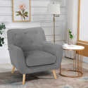 Fauteuil design moderne style nordique en bois et tissu Modesto Vente