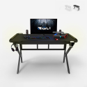 Bureau de jeu ergonomique à LED en carbone avec porte-gobelet 120x60 Sportbot LED 120 Promotion