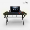 Bureau de jeu ergonomique à LED en carbone avec porte-gobelet 120x60 Sportbot LED 120 Promotion