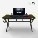 Bureau de jeu ergonomique à LED en carbone avec support casques et boissons 160x60cm Sportbot LED 160 Caractéristiques