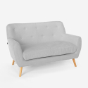 Salon fauteuil canapé 2 places design scandinave en bois et tissu Algot