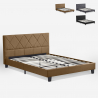 Lit double 2 personnes avec sommier à lattes en tissu 160x190 Nyon Vente