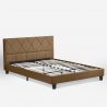 Lit double 2 personnes avec sommier à lattes en tissu 160x190 Nyon Remises