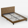 Lit double 2 personnes avec sommier à lattes en tissu 160x190 Nyon Offre