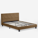 Lit double avec sommier à lattes en tissu 160x190cm Olten 