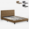 Lit double avec sommier à lattes en tissu 160x190cm Olten Achat