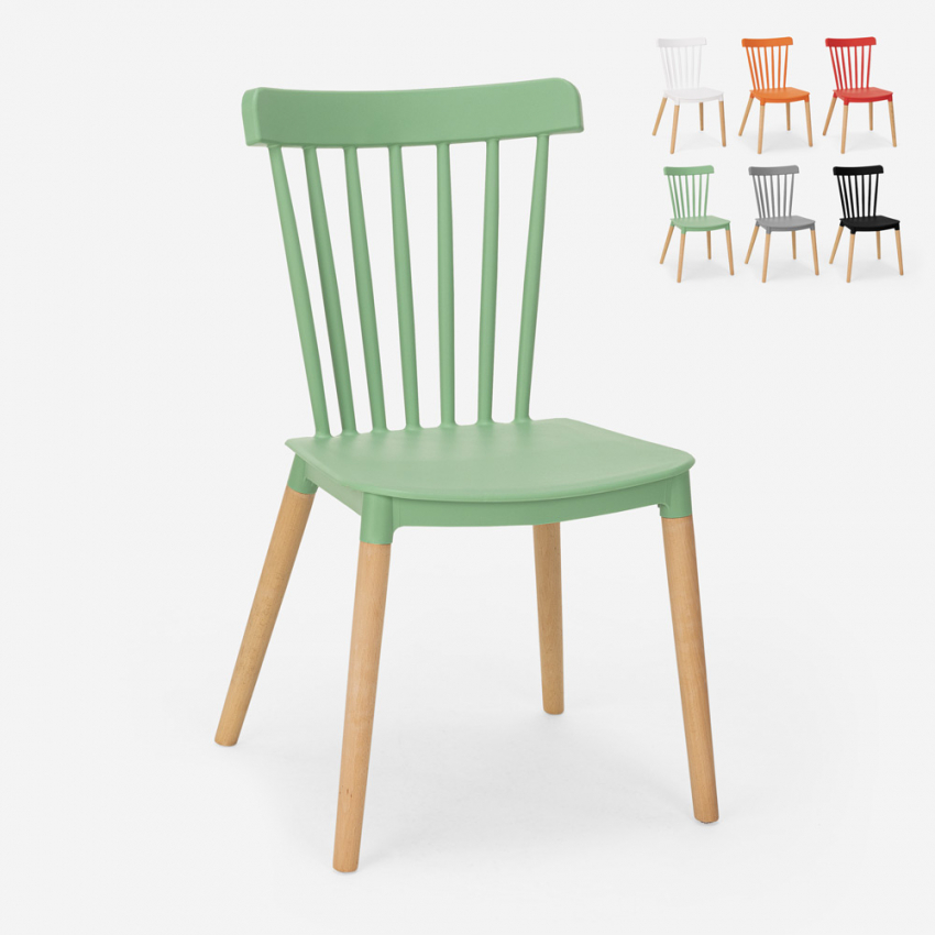 Chaise de cuisine bar restaurant en tissu et métal effet bois design Davos  Light