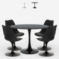 table ronde 120cm effet marbre design Tulipane + 4 chaises modernes paix Promotion