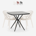Table carré noir 70x70 + 2 chaises design Moai Black Offre