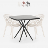 Table carré noir 70x70 + 2 chaises design Moai Black Offre