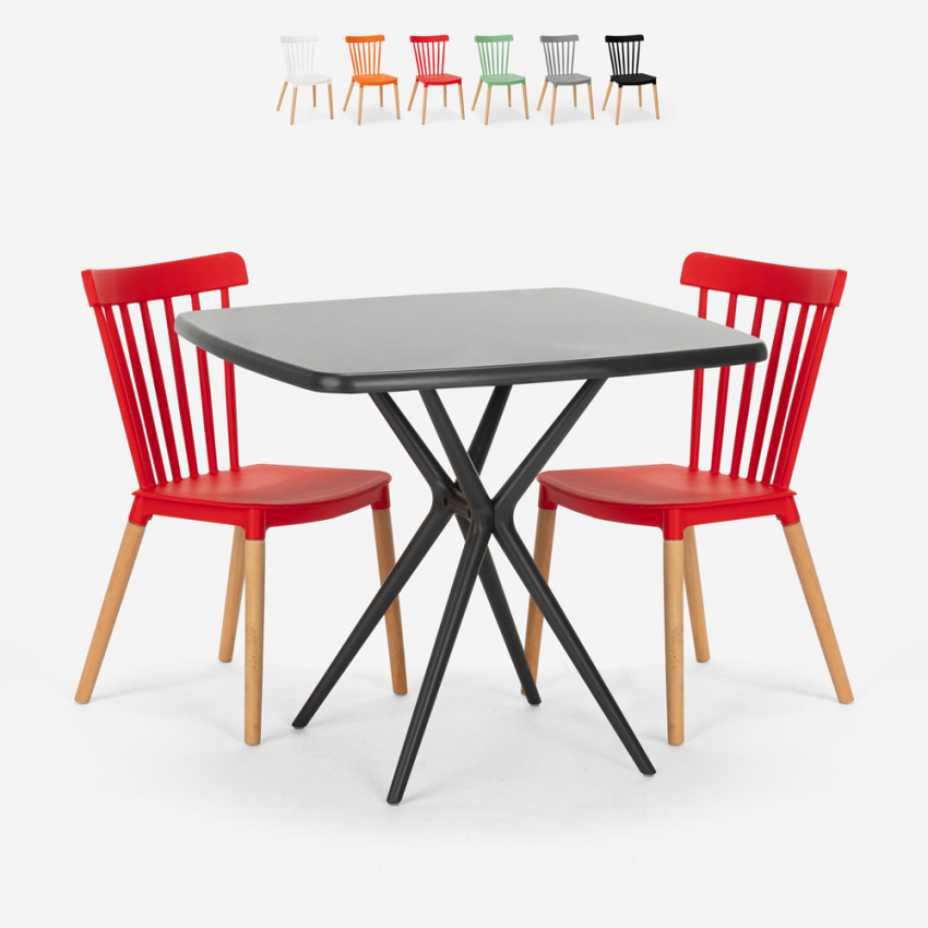 Table carrée noire 70x70 + 2 chaises design moderne Roslin Black Promotion Table carrée noire 70x70 + 2 chaises design moderne Roslin Black Promotion