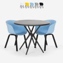 Table ronde noire design 80cm + 2 chaises Oden Black Remises