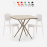 Table moderne carré beige 70x70 + 2 chaises design Wade Choix