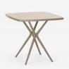 Table carrée beige 70x70cm + 2 chaises design moderne Roslin 