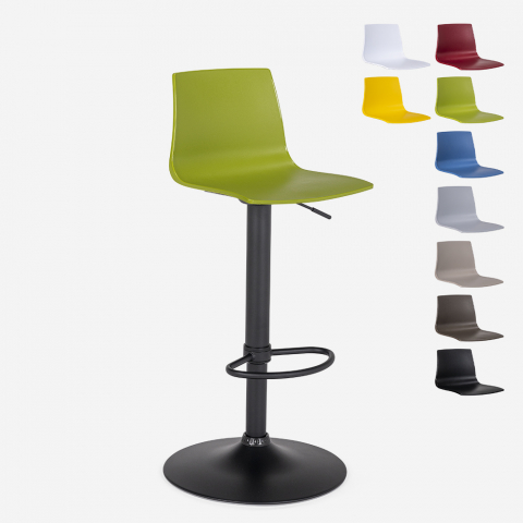Tabouret bar de cuisine design noir mat réglable en hauteur Grand Soleil Imola Matt Promotion