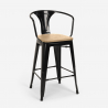 tabouret de bar et cuisine design industriel style steel wood back light 
