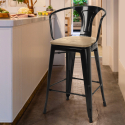 tabouret de bar et cuisine design industriel style steel wood back light 