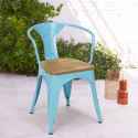 chaise de cuisine et bar style design industriel avec accoudoirs steel wood arm light 