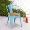 chaise de cuisine et bar style design industriel avec accoudoirs steel wood arm light 