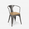 chaise de cuisine et bar style design industriel avec accoudoirs steel wood arm light Dimensions