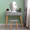 Coiffeuse table de maquillage grise avec tiroirs et miroir à LED Serena Grey Offre