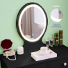 Table de maquillage scandinave noire tiroirs et miroir LED Serena Black