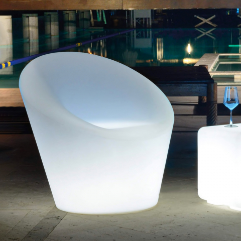 Fauteuil lumineux LED design extérieur jardin bar et restaurant Happy