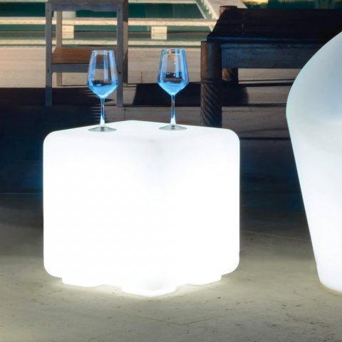 Table lumineuse LED extérieure  43x43cm bar et restaurant Cubo Bò