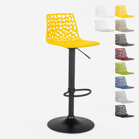 Tabouret Design Cuisine Bar Base Noire Mate Réglable Grand Soleil Spider Matt Promotion