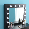 Coiffeuse table de maquillage noire avec tabouret miroir à LED Gaia Black Réductions