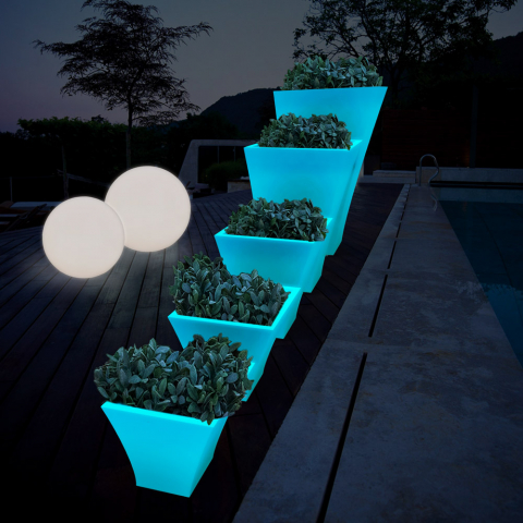 Vase lumineux fluorescent design extérieur jardin Patio Fluo