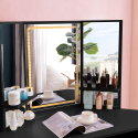 Table De Maquillage D’angle Noir 3 Miroirs LED Commode Elettra Black