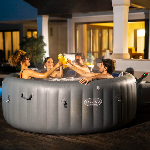 Spa gonflable ronde 216x80cm Bestway Lay-Z SPA Santorini Hydrojet Pro 7 places 60075 Promotion