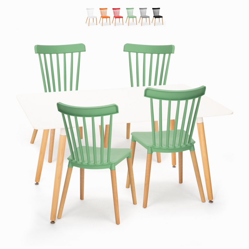 Table blanche 120x80 cm + 4 chaises design cuisine salle à manger Bounty Dimensions Table blanche 120x80 cm + 4 chaises design cuisine salle à manger Bounty Dimensions