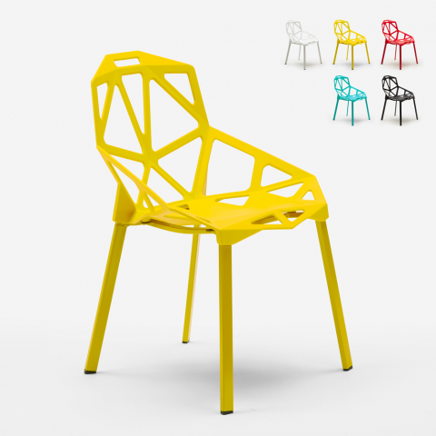 Chaise design géométrique style moderne en métal et plastique Hexagonal