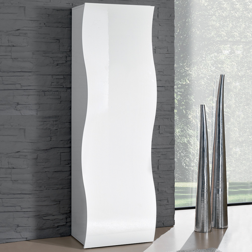 Armoire Design Avec Étagères En Blanc Brillant Onda Wardrobe