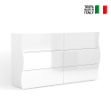 Commode chambre 6 tiroirs blanc moderne Onda Sideboard Vente