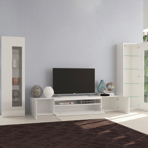 Meuble TV de salon avec 2 composants latéraux blanc brillant Daiquiri