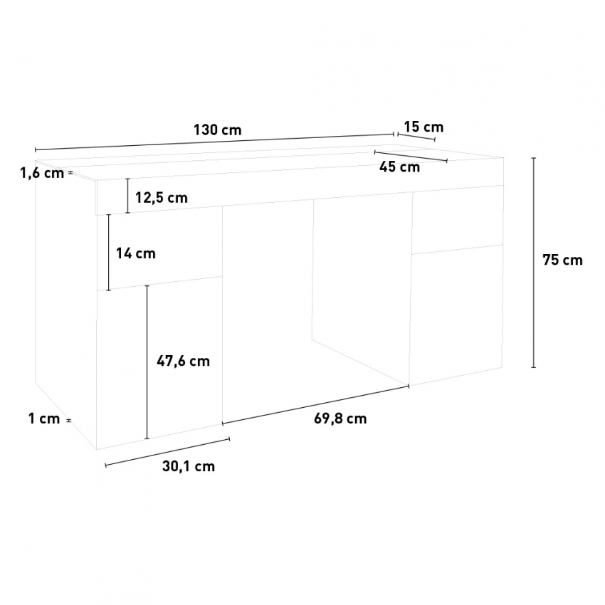 Sliding M Acero Bureau 100x60 plateau coulissant peu encombrant